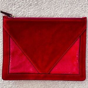 Made in Italy, Red Suede Clutch Bag